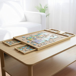 Wooden Jigsaw Puzzle Table Board Storage Table