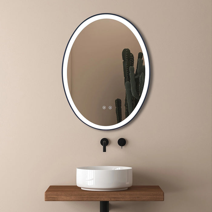 60x80cm Oval LED Mirror – Anti-Fog Illuminated Wall Mirror for Bathroom or Living Room