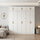 240x240cm 6-Door White Steel Hanging Wardrobe with Gold Handle Storage Cabinet