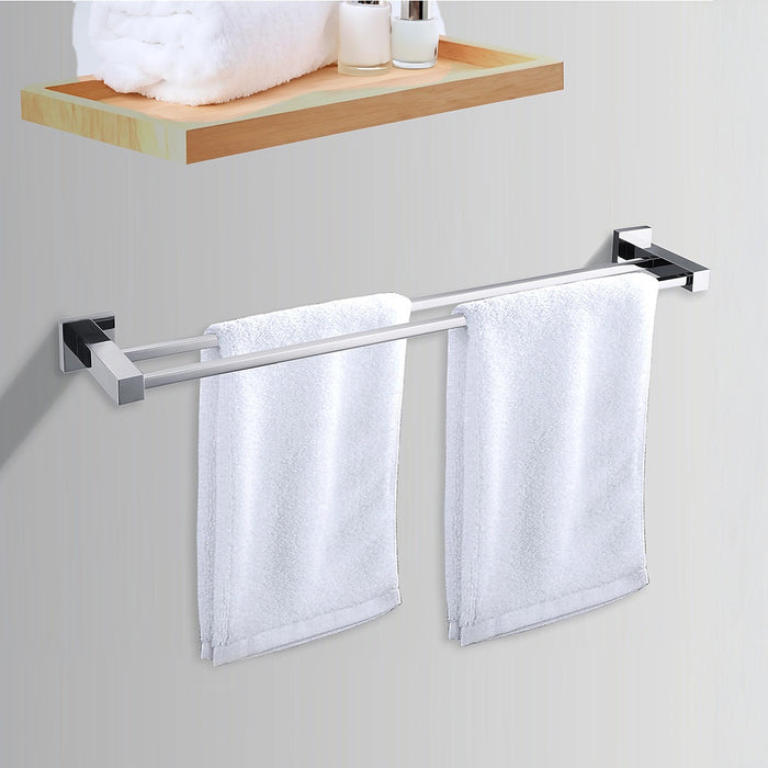 Double Chrome Bathroom Towel Rail – Wall-Mounted Bar for Modern Storage & Everyday Use