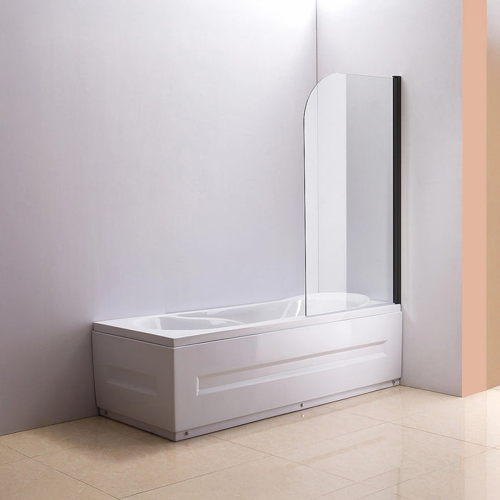 180° 90 x 140cm Pivot Door 6mm Safety Glass Bath Shower Screen – Black Modern Bathroom Style