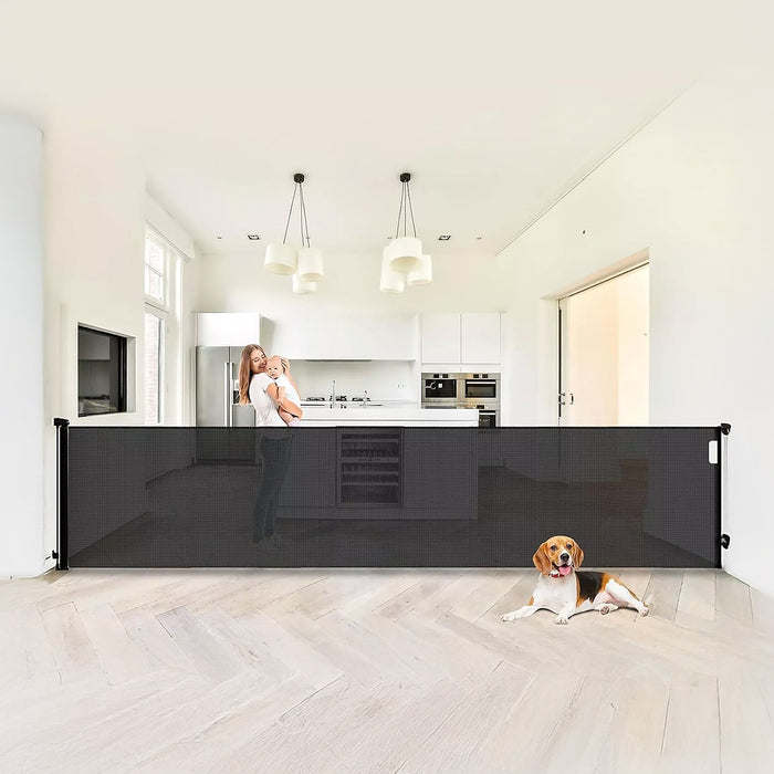 3m Retractable Baby Safety Mesh Fence – Stair Gate Barrier for Kids and Pets