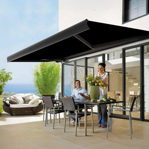 Motorised Retractable Awning 5x3m – Full Cassette, Black Sunshade