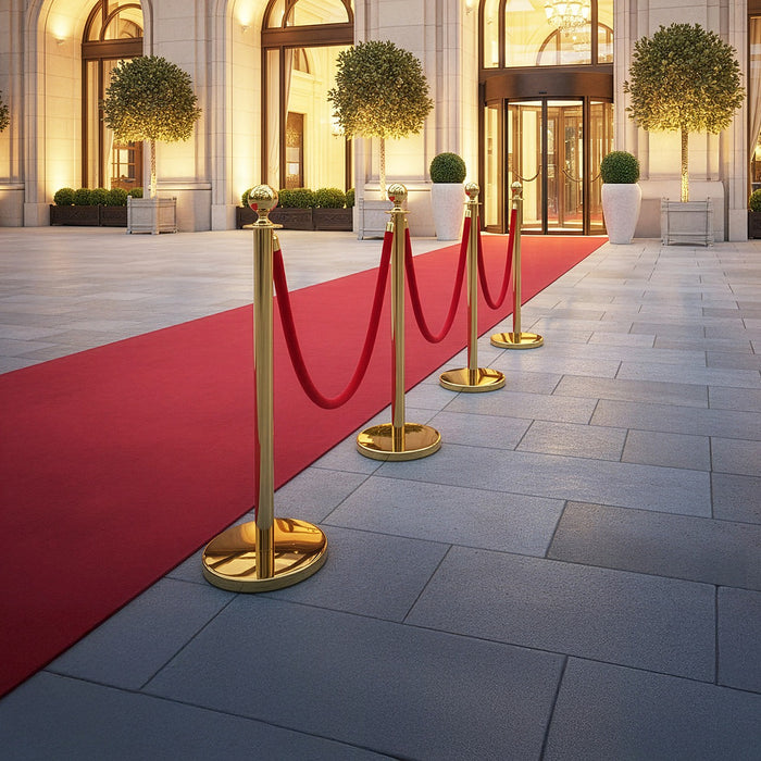 4 x Queue Barriers + 3 Ropes Exhibition Crowd Control Bollards