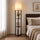 Shelf Floor Lamp with Shade and Open Shelves in Dark Brown Style C