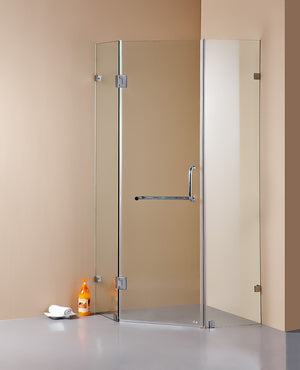 Frameless 10mm Glass Shower Screen - 1000 x 1000mm - Nickel Hinges/Brackets and Round Handle