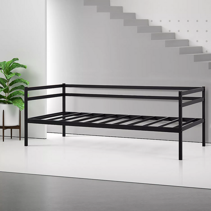 Single Daybed Metal Frame Sofa Premium Black Day Bed Steel Support