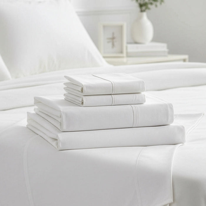 Queen Bed Sheet Set – Soft 1800 Series Microfibre with Deep Pockets in White