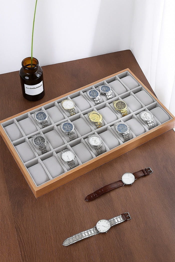 30-Grid Watch & Jewellery Tray Organiser – Velvet Drawer Insert Display Case