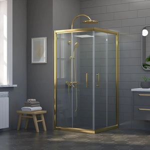 Adjustable 1200x900mm Sliding Door Glass Shower Screen in Gold with Shower Handle Style 2 - Gold