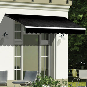 Motorised Outdoor Retractable Awning Sunshade in Black - 4x2.5m