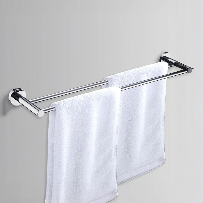 Double Chrome Towel Bar Rail – Wall-Mounted Bathroom Accessory for Organised Towel Storage