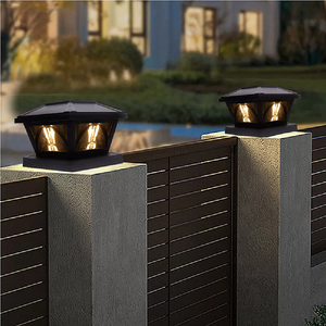 2 Pack Outdoor Flame Light Solar Post Deck Fence Cap