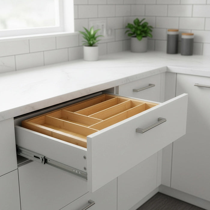 Extendable Cutlery Tray Drawer Organiser – 6 to 8 Compartment Kitchen Utensil Storage