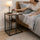 Industrial C-Shaped Sofa Side Table with Wooden Shelf