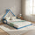 Low Bed for Kids - Blue Pine Wood Double Floor Bed