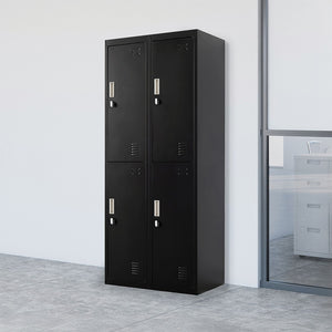 Black Four-Door Office Gym Shed Storage Locker- Padlock-operated