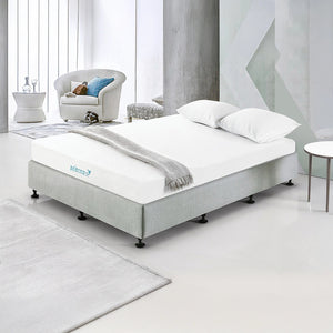 King Single Slatted Ensemble Bed Base - Platinum Light Grey Linen Breathable Cover