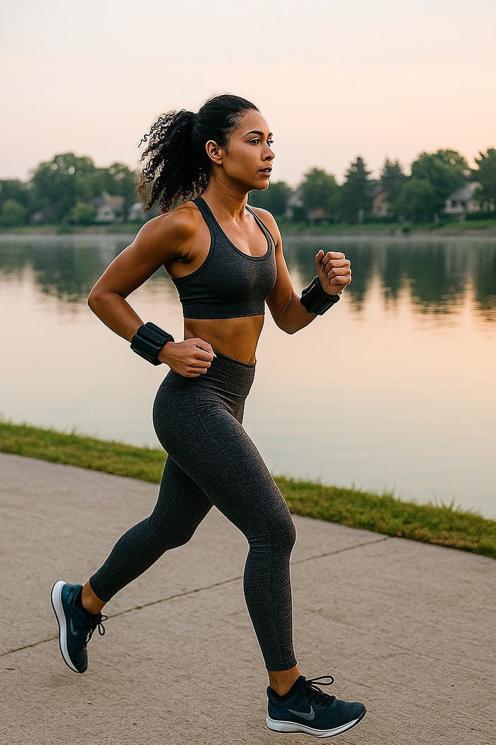 2-Piece Ankle & Wrist Weights – 1kg Pair Adjustable Workout Bangles (Black)