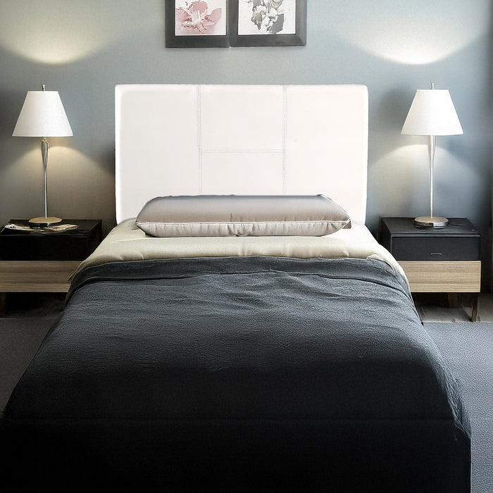Single Headboard with Legs – Upholstered White PU Leather, Minimalist Bedhead