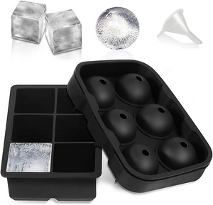 2x Ice Cube Tray  Ball Mould Cube Silicone For Whisky Cocktails