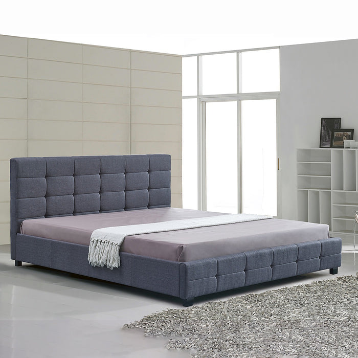 King Grey Linen Fabric Deluxe Bed Frame