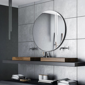 90cm Round Wall Mirror Bathroom Makeup Mirror by Della Francesca - Black