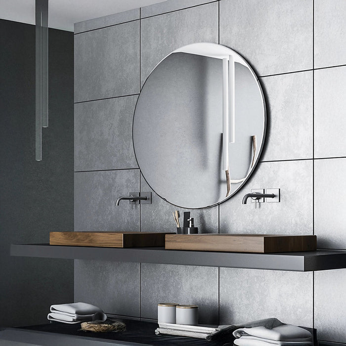 90cm Round Wall Mirror Bathroom Mirror – Black Frame for Home or Vanity