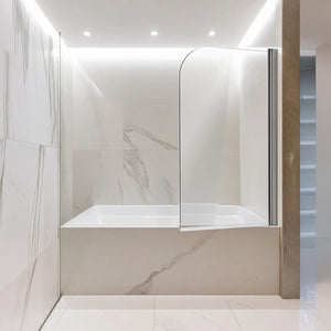 180° CHROME Pivot Door 6mm Safety Glass Bath Shower Screen By Della Francesca - 80 x 140cm