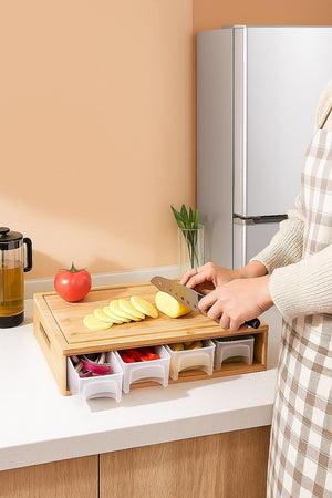 Bamboo Cutting Board Set with Graters & Containers – Food Prep Station