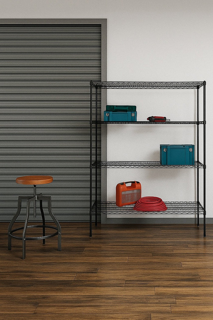 Modular Wire Storage Shelf 1500 x 600 x 1800mm – Steel Shelving Unit in Baking Black Technology