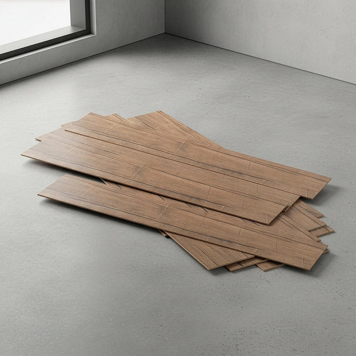 Vinyl Floor Tiles Wood Grain Smoked Eucalyptus Look  – 16 Pack Peel & Stick Flooring