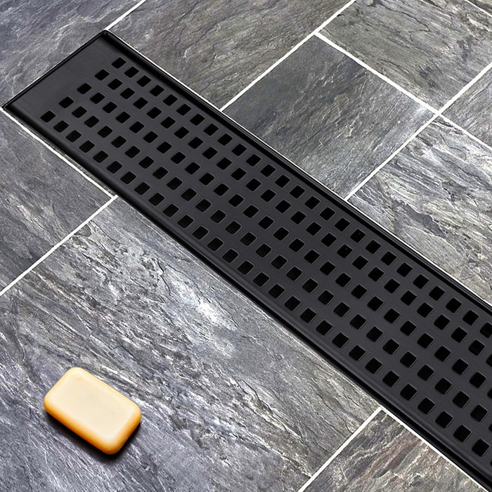 100cm Bathroom Shower Black Grate Drain w/ Centre outlet Floor Waste