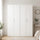 160x200cm 4-Door White Steel Hanging and Shelf Wardrobe with White Handle Storage Cabinet