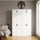 160x240cm 4-Door White Steel Hanging Wardrobe with Black Handle Storage Cabinet