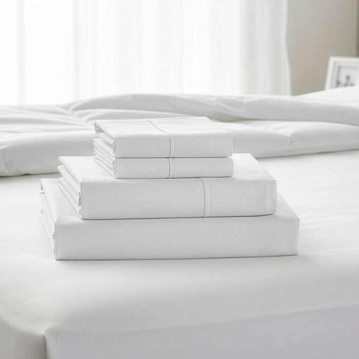 Double Bed Sheet Set – Soft 1800 Series Microfibre with Deep Pockets in White