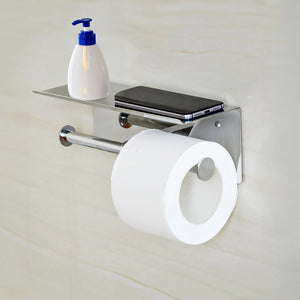 Stainless Steel Double Toilet Paper Holder Towel Roll Tissue Rack Storage Shelf