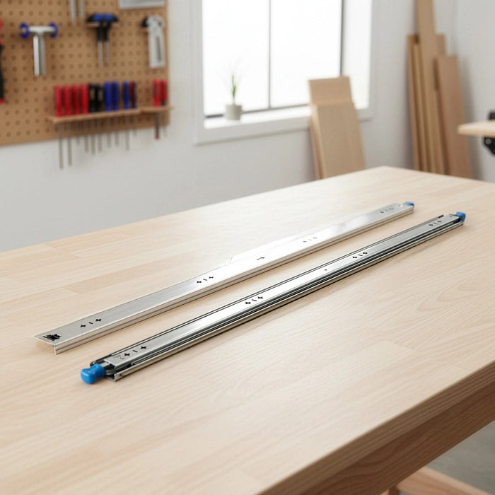 100cm Heavy Duty Drawer Runners Pair – 100kg Locking Slide Rails