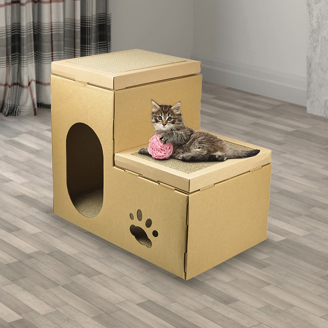 Cat Cardboard House – Indoor Pet Hideaway Condo for Cats to Play, Sleep  Relax