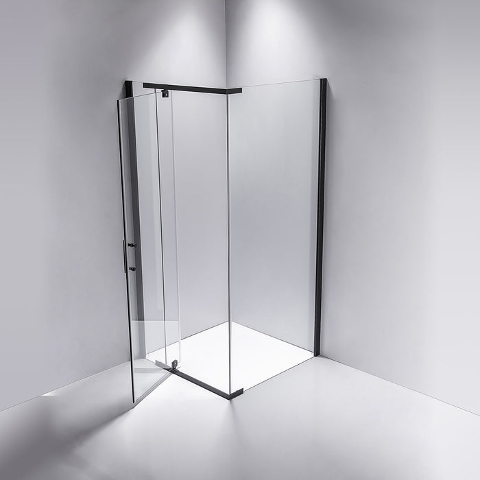 900 x 900 x 1900mm Framed Safety Glass Pivot Door Shower Screen in Black