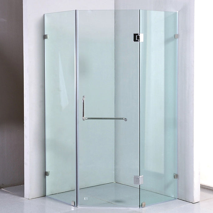 1000 x 1000mm Frameless 10mm Glass Shower Screen By Della Francesca CHROME Hardware, Round Handle