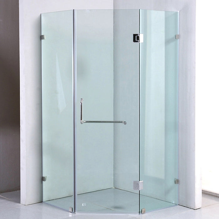 900 x 900mm Frameless 10mm Glass Shower Screen By Della Francesca CHROME Hardware, Round Handle