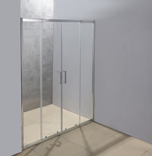 1400-1600mm Sliding Door Safety Glass Shower Screen Chrome By Della Francesca