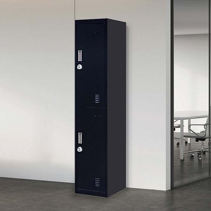 Black 2-Door Locker for Office Gym Shed School Home Storage - 3-Digit Combination Lock