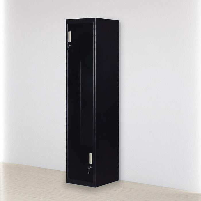 Black Two-Door L-shaped Office Gym Shed Storage Locker - Standard Lock with 2 Keys