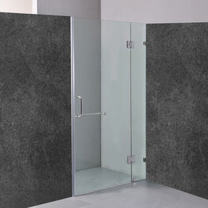 120 x 200cm Wall to Wall Frameless Shower Screen in CHROME Hardware, ROUND Handle