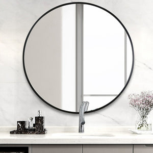 60cm Round Wall Mirror Bathroom Makeup Mirror by Della Francesca - Black