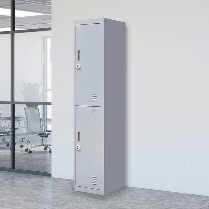 Grey 2-Door Locker for Office Gym Shed School Home Storage - 3-Digit Combination Lock