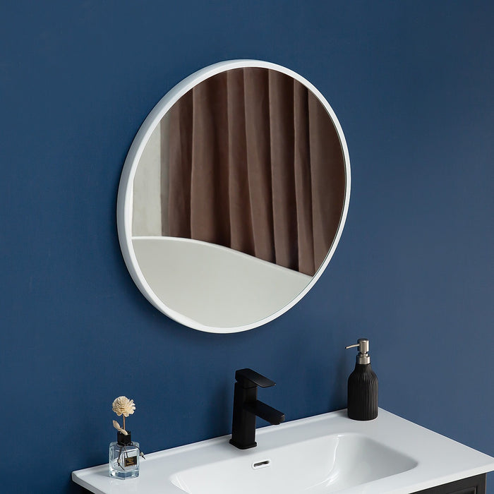 70cm Round Wall Mirror Bathroom Makeup Mirror by Della Francesca - White