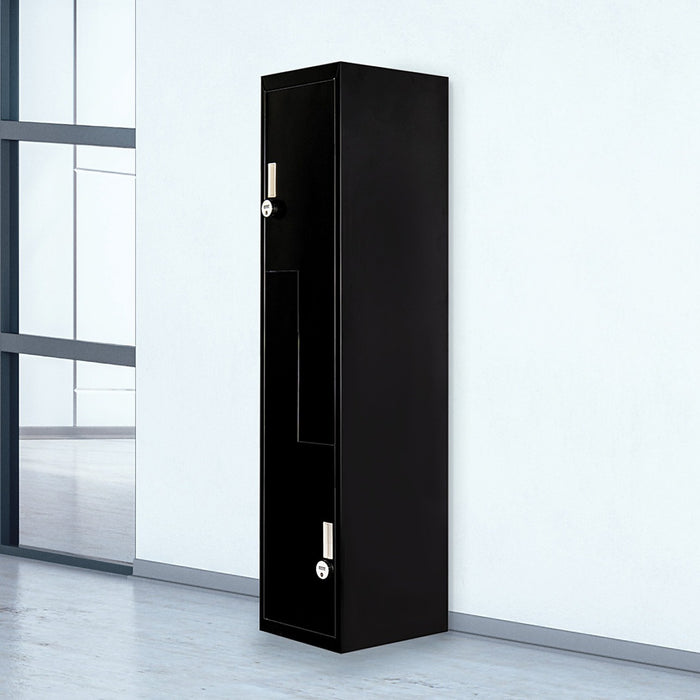 Black Two-Door L-shaped Office Gym Shed Storage Locker - 4-Digit Combination Lock